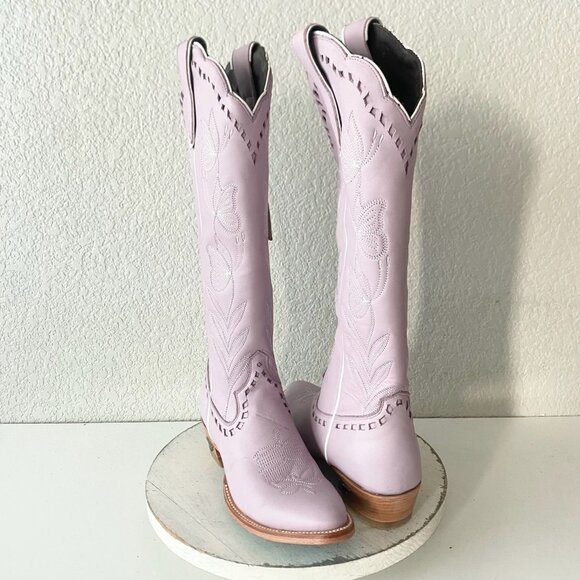 Lane SWEET MEMORIES Knee High Womens Cowboy Boots 7.5 Purple Cowgirl Western - Picture 1 of 11